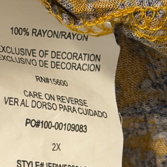 Mason & Belle Paisley Sleeve Blouse Sz 2X Yellow Gray - Picture 4 of 11